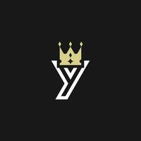 moderno elegante letra y corona real prima logo vector