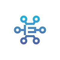 modern and sophisticated letter E network link digital electronic vector