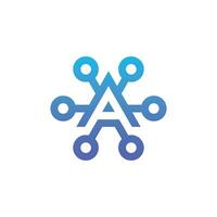 modern and sophisticated letter A network link digital electronic vector