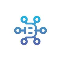 modern and sophisticated letter B network link digital electronic vector