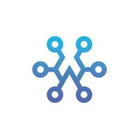 modern and sophisticated letter W network link digital electronic vector