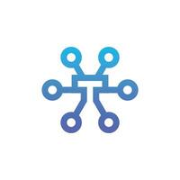 modern and sophisticated letter T network link digital electronic vector