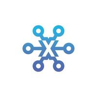 modern and sophisticated letter X network link digital electronic vector