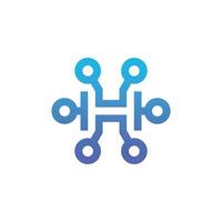 modern and sophisticated letter H network link digital electronic vector