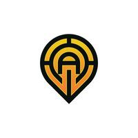Modern initial letter A pin location map logo vector