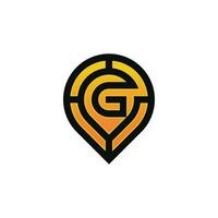 Modern initial letter G pin location map logo vector