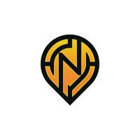 Modern initial letter N pin location map logo vector