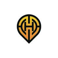 Modern initial letter H pin location map logo vector