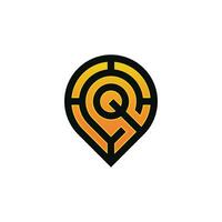 Modern initial letter Q pin location map logo vector