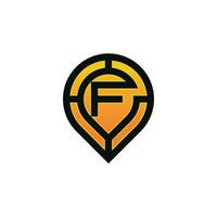 Modern initial letter F pin location map logo vector