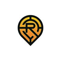 Modern initial letter R pin location map logo vector