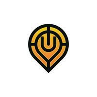 Modern initial letter U pin location map logo vector