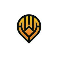 Modern initial letter W pin location map logo vector