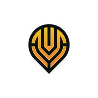 Modern initial letter V pin location map logo vector
