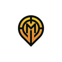 Modern initial letter M pin location map logo vector