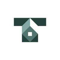 Modern and Flat letter T house building construction logo vector