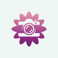 moderno flor cámara fotografía logo vector