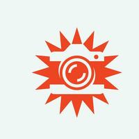 modern sun camera photography logo vector