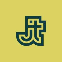 moderno y elegante inicial letra jn o Nueva Jersey monograma logo vector