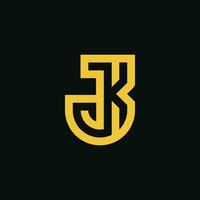 Modern and luxury initial letter KJ or JK monogram logo vector