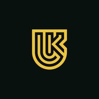 moderno y lujo inicial letra ku o Reino Unido monograma logo vector