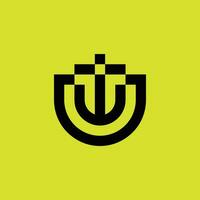 Initial letter UI or IU monogram  logo vector
