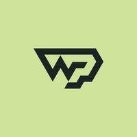 Initial letter WP or PW monogram logo vector