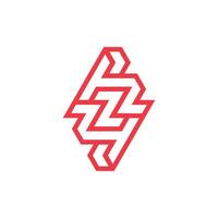 Modern and minimalist initial letter ZH or HZ monogram logo vector