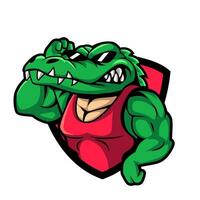 The illustration of the crocodile with good pose using black eyeglasses vector