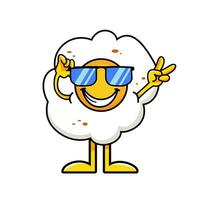 fried egg cool eyeglass cartoon vector