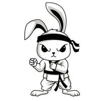 illustration art cute karate rabbit character design vector