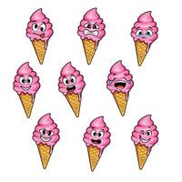 ice cream set cartoon vector expression