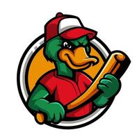 Duck Mascot and Sport Object Retro Style vector