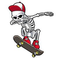 cráneo jugando patineta con camiseta diseño vector