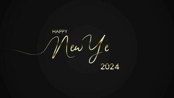feliz Novo ano 2024 animação com ouro escrito a mão roteiro em isolado fundo video