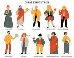 Flat Great Scientists Set vector