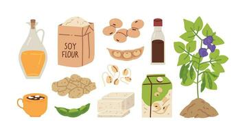 Soy Products Icon Set vector