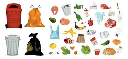 Rotten Food And Trash Containers vector