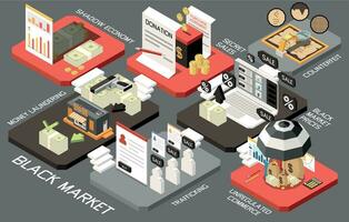 Black Market Isometric Composition vector