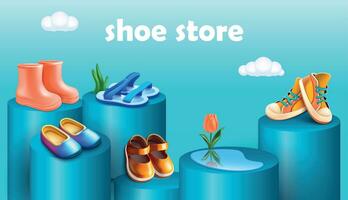 Shoe Store Display Composition vector