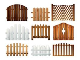 Wooden Fence Sections Realistic Set vector