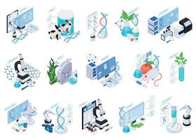 Biotechnology Isometric Compositions Set vector