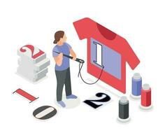 Fabric Printing Technologies Isometric Concept vector