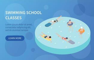 Swimming School Classes Isometric Background vector