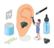 Hearing Hygiene Isometric Concept vector