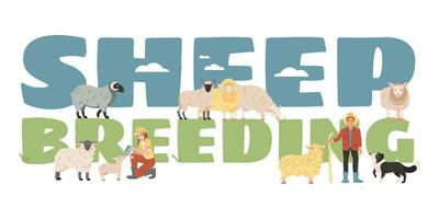 Sheep Breeding Flat Text vector