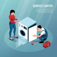 Service Center Isometric Background vector