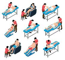 Massage Isometric Compositions Set vector