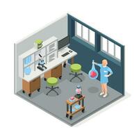 Artificial Grown Meat Lab Isometric Composition vector