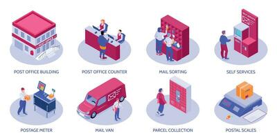 Isometric Post Office Compositions vector